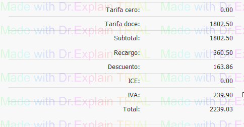 9. resumen de cotizacion , iva, descuentos , total 