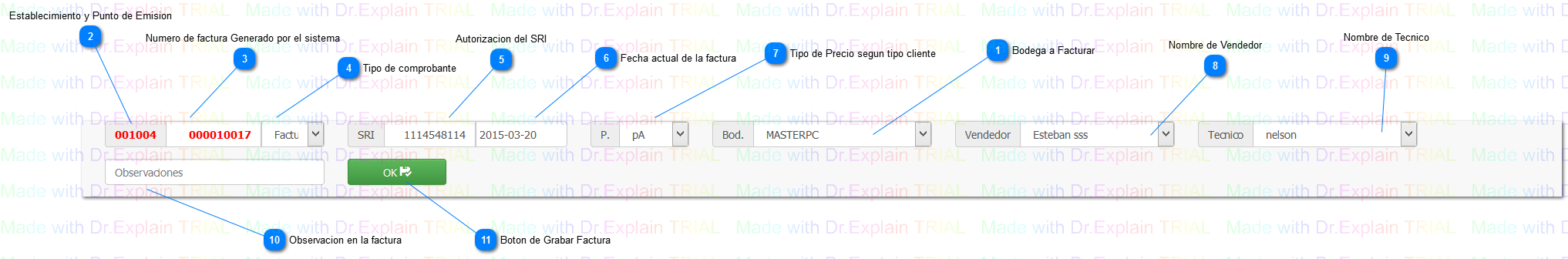 Encabezado de Factura